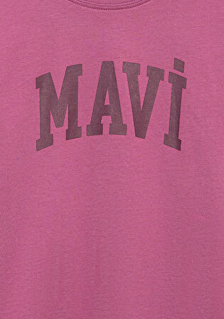 Mavi Logo Baskılı Pembe Tişört 7610385-70651