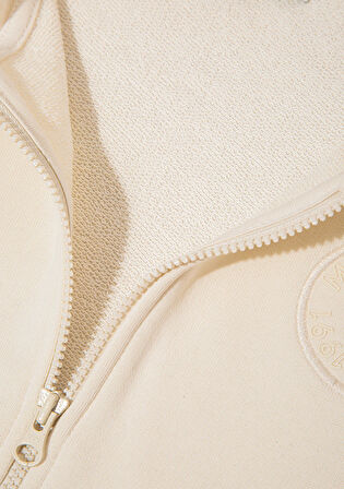 Mavi Patch Logo Fermuarlı Bej Sweatshirt 7S10144-70072