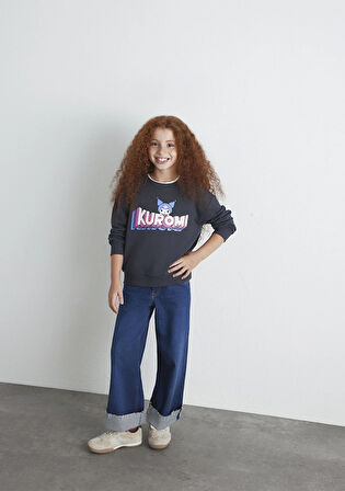 Kuromi Baskılı Antrasit Sweatshirt 7S10139-70087