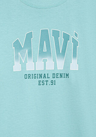 Mavi Logo Baskılı Yeşil Tişört 7610386-71748