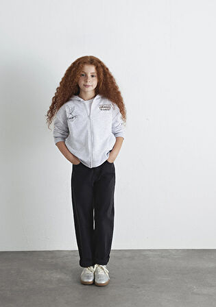 Looney Tunes Baskılı Kapüşonlu Gri Sweatshirt 7S10134-88467