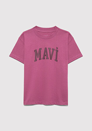 Mavi Logo Baskılı Pembe Tişört 7610385-70651