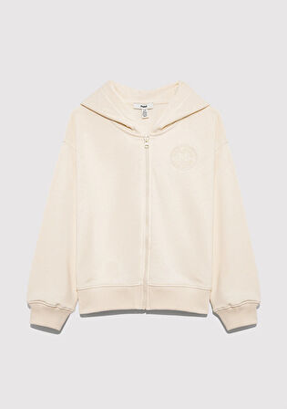 Mavi Patch Logo Fermuarlı Bej Sweatshirt 7S10144-70072