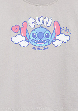 Stitch Baskılı Gri Tişört 7610374-70075