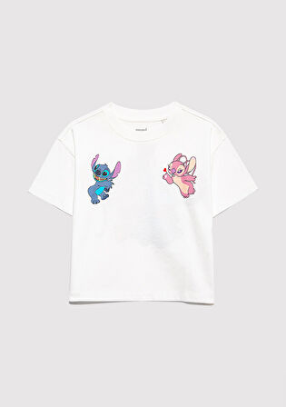 Stitch Baskılı Ekru Tişört 7610292-70057
