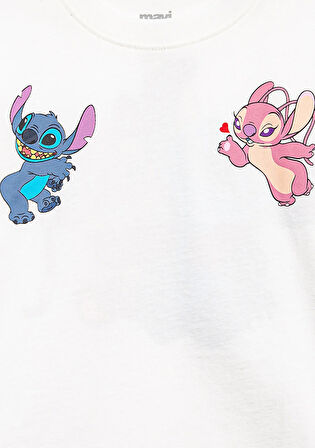 Stitch Baskılı Ekru Tişört 7610292-70057