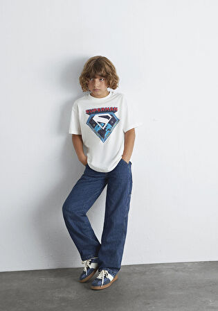 Superman Baskılı Ekru Tişört 6610381-70057