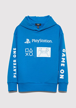 PlayStation Baskılı Kapüşonlu Mavi Sweatshirt​ 6S10131-70772