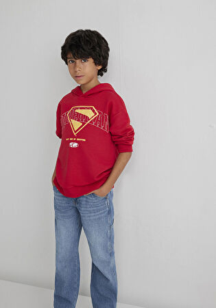 Superman Baskılı Kırmızı Sweatshirt 6S10133-88016