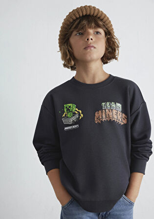 Minecraft Baskılı Antrasit Sweatshirt 6S10129-70087
