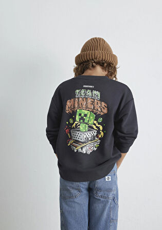 Minecraft Baskılı Antrasit Sweatshirt 6S10129-70087