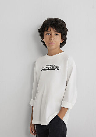 Minecraft Baskılı Ekru Tişört 6610378-70057