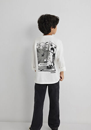 Minecraft Baskılı Ekru Tişört 6610378-70057