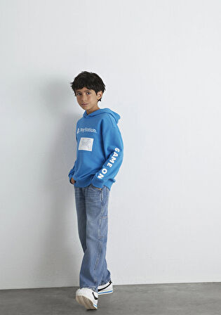PlayStation Baskılı Kapüşonlu Mavi Sweatshirt​ 6S10131-70772