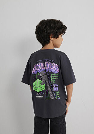 Minecraft Baskılı Antrasit Tişört 6610379-70087