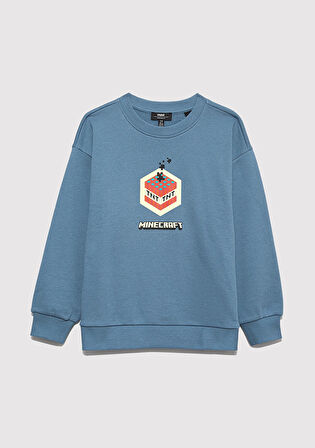 Minecraft Baskılı Mavi Sweatshirt 6S10130-85518