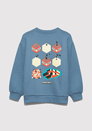Minecraft Baskılı Mavi Sweatshirt 6S10130-85518