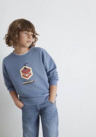 Minecraft Baskılı Mavi Sweatshirt 6S10130-85518