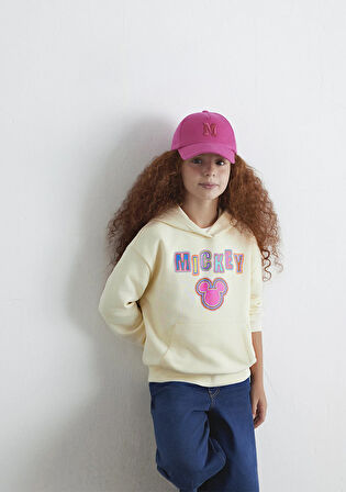 Mickey Baskılı Kapüşonlu Bej Sweatshirt 7S10141-70072