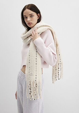 Püsküllü Ekru Atkı 1910697-34523