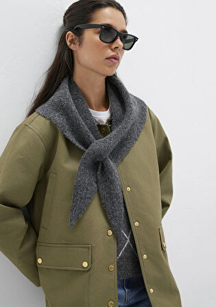 Yün Karışımlı Gri Atkı 1913589-25817