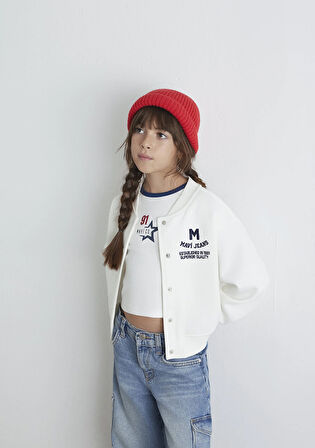 M Logo Patchli Ekru Bomber Ceket 7S10086-70057