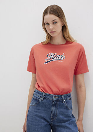 Mavi 1613565-71076 Mavi Logo Baskılı Turuncu Tişört