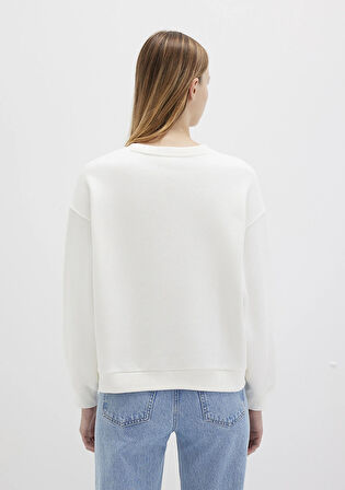 Mavi Logo Baskılı Beyaz Sweatshirt 1S10419-80194