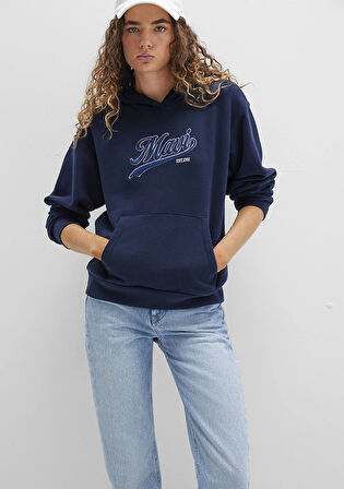 Mavi Logo Baskılı Kapüşonlu Lacivert Sweatshirt 1S10420-82318