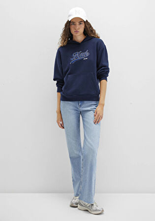 Mavi Logo Baskılı Kapüşonlu Lacivert Sweatshirt 1S10420-82318