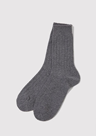 Yün Karışımlı Gri Bot Çorabı 0912000-24674