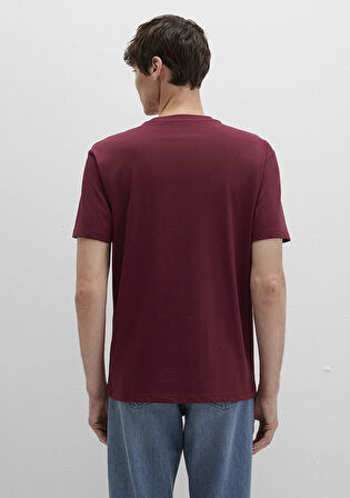 Etiket Detaylı Bordo Basic Tişört 0611824-70394