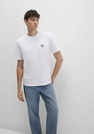 MJ Baskılı Beyaz Tişört 0612839-620