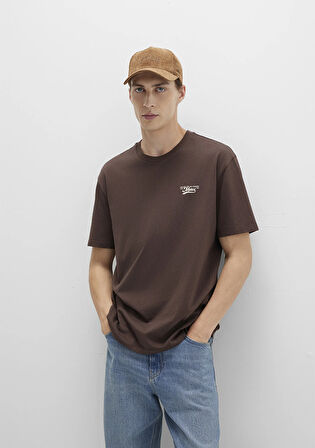 Mavi Baskılı Kahverengi Tişört 0612840-88067