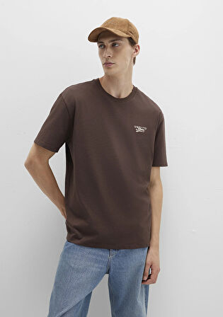 Mavi Baskılı Kahverengi Tişört 0612840-88067