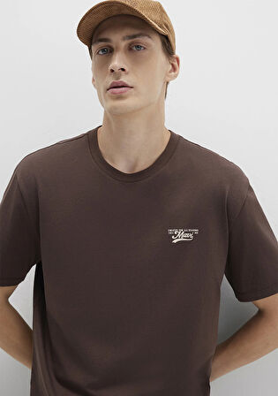 Mavi Baskılı Kahverengi Tişört 0612840-88067