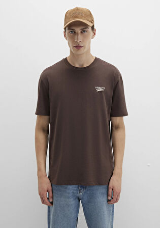 Mavi Baskılı Kahverengi Tişört 0612840-88067