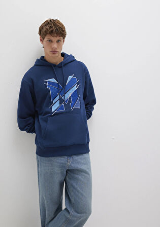 M Logo Baskılı Kapüşonlu Lacivert Sweatshirt 0S10106-89353