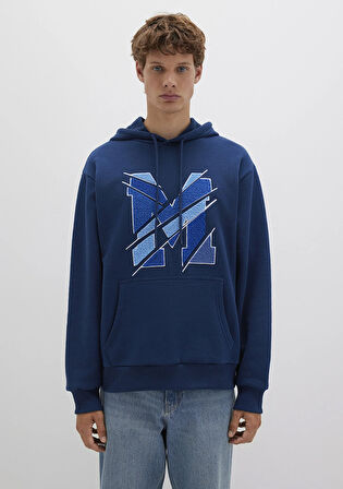 M Logo Baskılı Kapüşonlu Lacivert Sweatshirt 0S10106-89353