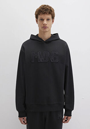 MVJNS Baskılı Kapüşonlu Siyah Sweatshirt 0S10346-900