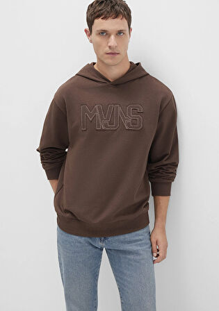 MVJNS Baskılı Kapüşonlu Kahverengi Sweatshirt 0S10346-88067