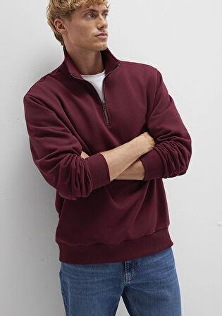 Yarı Fermuarlı Bordo Sweatshirt 0S10419-70394