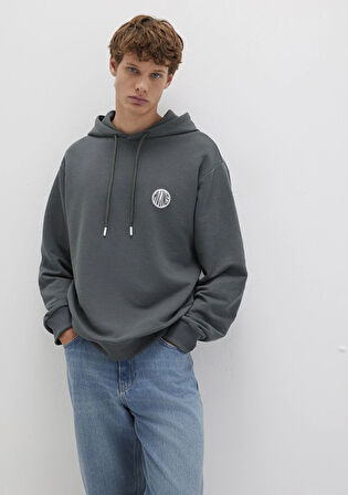 MVJNS Logo Baskılı Kapüşonlu Yeşil Sweatshirt 0611786-71598