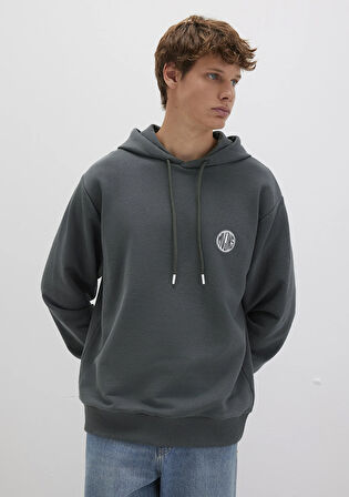 MVJNS Logo Baskılı Kapüşonlu Yeşil Sweatshirt 0611786-71598