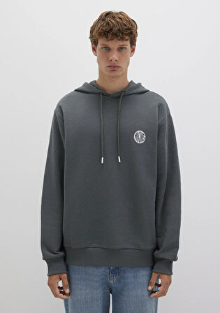 MVJNS Logo Baskılı Kapüşonlu Yeşil Sweatshirt 0611786-71598