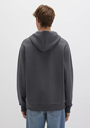 MVJNS Logo Baskılı Kapüşonlu Antrasit Sweatshirt 0611786-80106