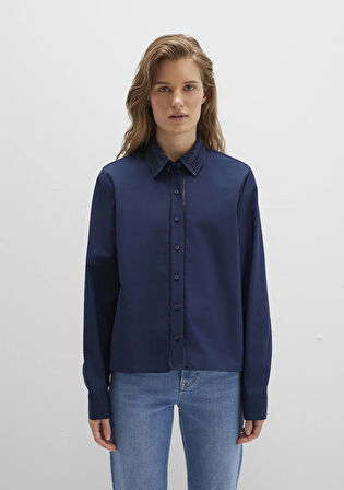 Nakışlı Şerit Detaylı Lacivert Gömlek 1211174-82318