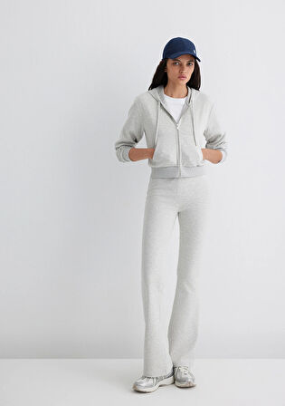Kapüşonlu Gri İnterlok Sweatshirt 1S10424-88467