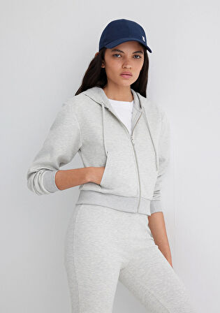 Kapüşonlu Gri İnterlok Sweatshirt 1S10424-88467