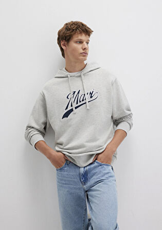 Mavi Logo Kapüşonlu Gri Sweatshirt 0S10469-80018